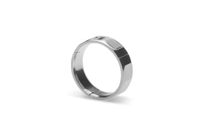 Hinged, aircraft grade, U.S. made, Titanium and hardened stainless steel wedding ring, Dodecagon shape, Center-Pull, openable ring